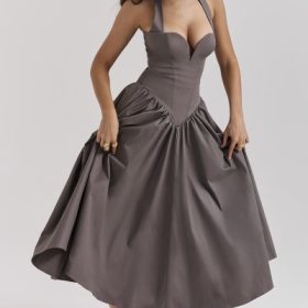 Coquette Smoke Halter Midi Dress - Image 10