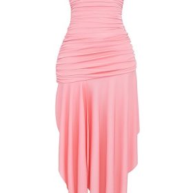 Ivana Apricot Gathered Asymmetric Dress - Image 2