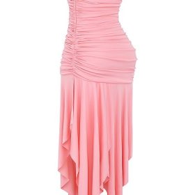Ivana Apricot Gathered Asymmetric Dress - Image 3