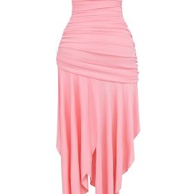 Ivana Apricot Gathered Asymmetric Dress - Image 4