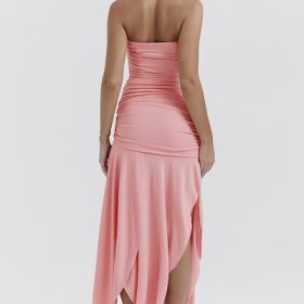 Ivana Apricot Gathered Asymmetric Dress - Image 12