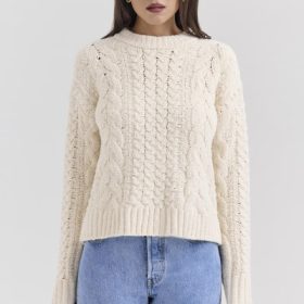 Jasper Cream Chunky Cable Knit Sweater - Image 5