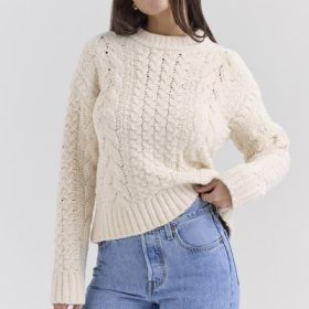 Jasper Cream Chunky Cable Knit Sweater - Image 7