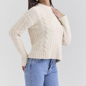Jasper Cream Chunky Cable Knit Sweater - Image 8