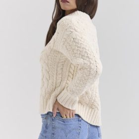 Jasper Cream Chunky Cable Knit Sweater - Image 9