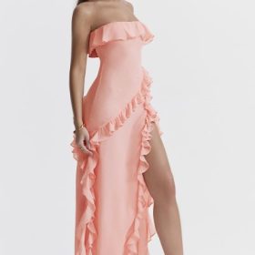 Sarina Apricot Ruffle Maxi Dress - Image 11
