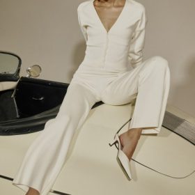Vanna Off White Cotton Knitted Trousers - Image 6