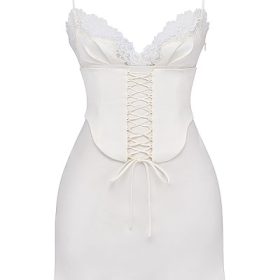 Soraya Ivory Satin Slip Dress - Image 2