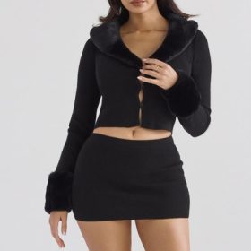 Avril Black Cashmere Mini Skirt - Image 6