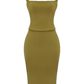 Layana Olive Corset Midi Dress - Image 2