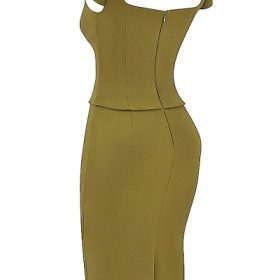 Layana Olive Corset Midi Dress - Image 3