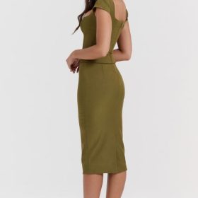 Layana Olive Corset Midi Dress - Image 12