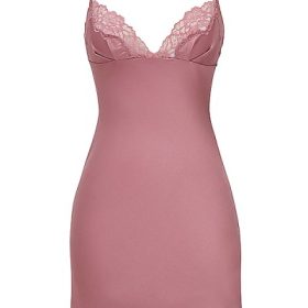 Nia Rose Pink Satin & Lace Slip Dress - Image 2