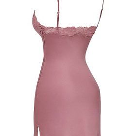 Nia Rose Pink Satin & Lace Slip Dress - Image 3