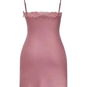 Nia Rose Pink Satin & Lace Slip Dress - Image 4
