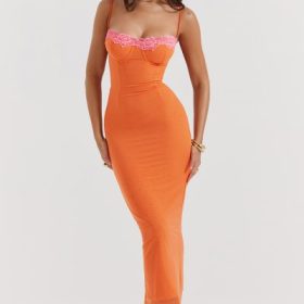 Aiza Flame Orange Maxi Dress - Image 5