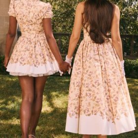 Imani Honeyflower Print Pleated Cotton Mini Dress