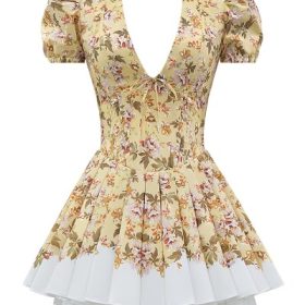 Imani Honeyflower Print Pleated Cotton Mini Dress - Image 2
