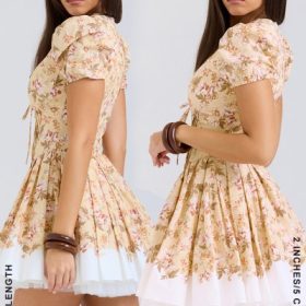 Imani Honeyflower Print Pleated Cotton Mini Dress - Image 12