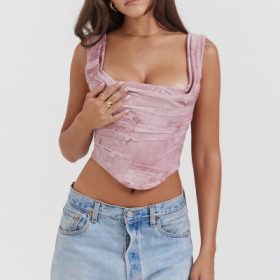 Una Pink Print Corset - Image 11