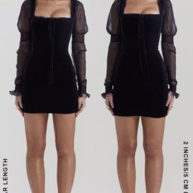 Syana Black Velvet Mini Dress - Image 14