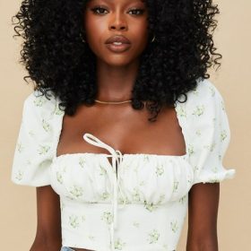 Arianna Ivory Floral Puff Sleeve Cropped Top - Image 5