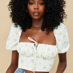 Arianna Ivory Floral Puff Sleeve Cropped Top - Image 7