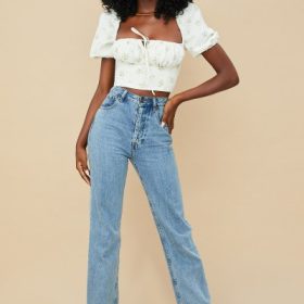 Arianna Ivory Floral Puff Sleeve Cropped Top - Image 8