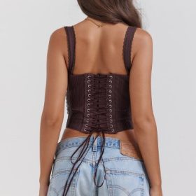 Gini Rich Brown Lace Back Corset