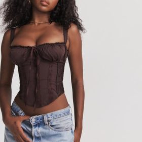 Gini Rich Brown Lace Back Corset - Image 6