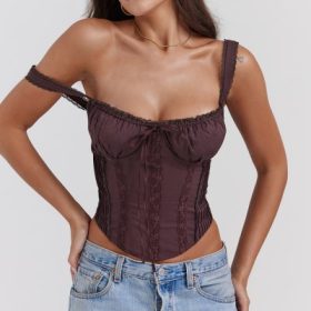 Gini Rich Brown Lace Back Corset - Image 8