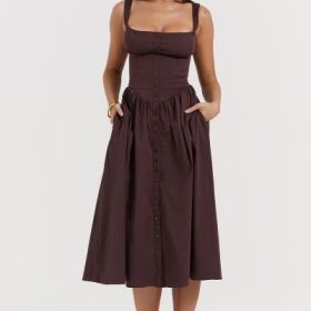 Tatiana Rich Brown Midi Sundress - Image 5