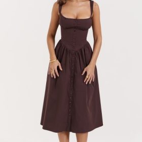 Tatiana Rich Brown Midi Sundress - Image 10