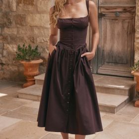 Tatiana Rich Brown Midi Sundress - Image 18