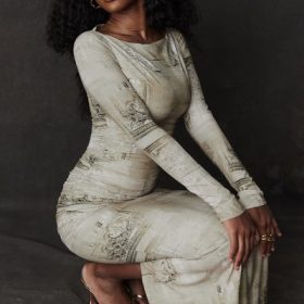 Lanetta Pale Sage Print Maxi Dress