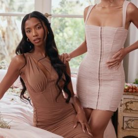 Valentina Mocha Asymmetric Cutout Midi Dress - Image 15