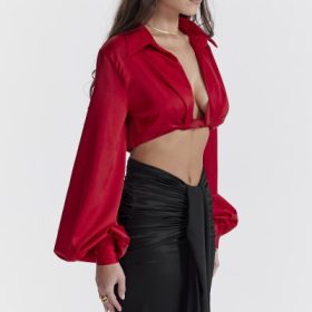 Laraine Cherry Silk Blouson Top - Image 10