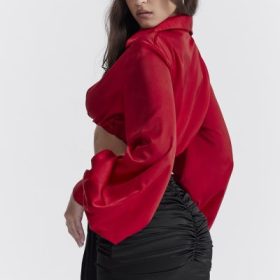 Laraine Cherry Silk Blouson Top - Image 11