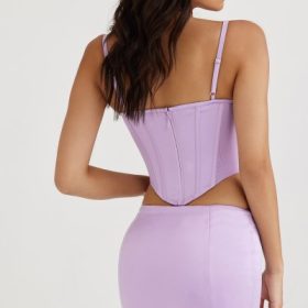Elodie Orchid Satin Mini Skirt - Image 12