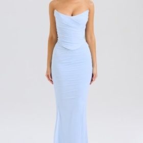 Cassidy Bluebell Fluted Hem Maxi Skirt - Image 5