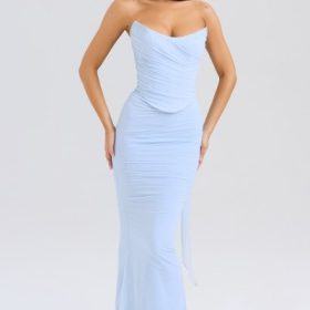 Cassidy Bluebell Fluted Hem Maxi Skirt - Image 7