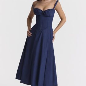 Carmen French Navy Bustier Sundress - Image 5
