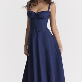 Carmen French Navy Bustier Sundress - Image 9