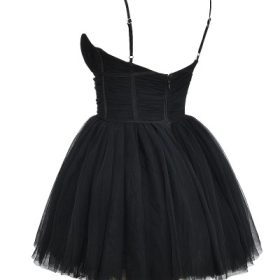 Princess Black Tulle Mini Dress - Image 3