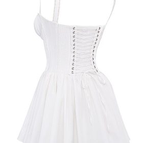Pietra White Corset Mini Dress - Image 3