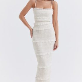 Solana Ivory Sequin Pleat Maxi Dress - Image 5