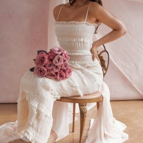 Solana Ivory Sequin Pleat Maxi Dress - Image 17