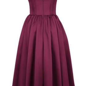 Coco Burgundy Satin Tulle Midi Dress - Image 4