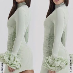 Camilla Pistachio Ruffle Cuff Mini Dress