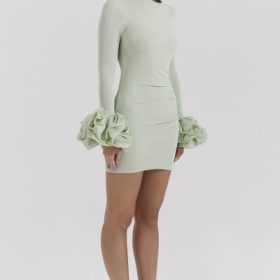 Camilla Pistachio Ruffle Cuff Mini Dress - Image 9